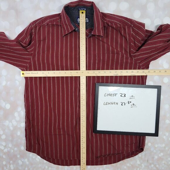 Robert Graham Red Pinstripe Long Sleeve Shirt, Men's Large - Picture 8 of 10